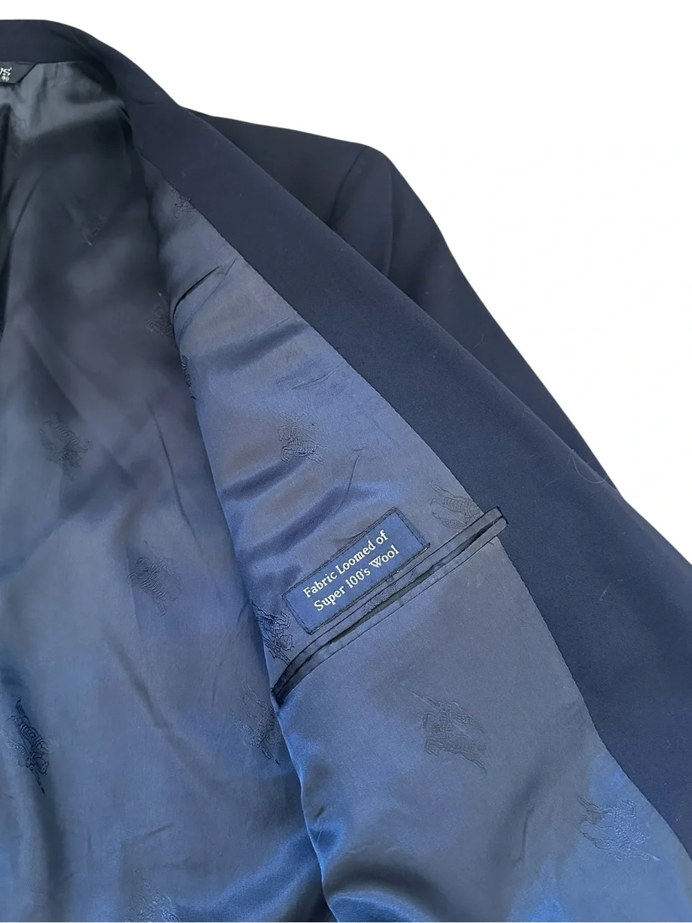 Burberry navy blue vintage Double-Breasted Wool Blazer with Gold Buttons